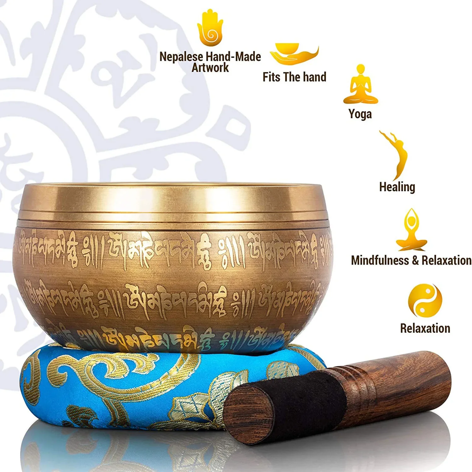 12cm Nepal Chakra Yoga Singing Bowl Tibetan Meditaion Bowls with Leather Stick 4