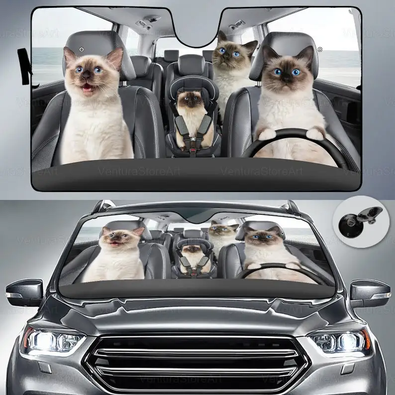 

Birman Family Car Sun Shade, Windshield Sun Shade, Birman Cat Gifts, Car Auto Sun Shade, Cute Car Accessories, Birman Cat Sun Pr