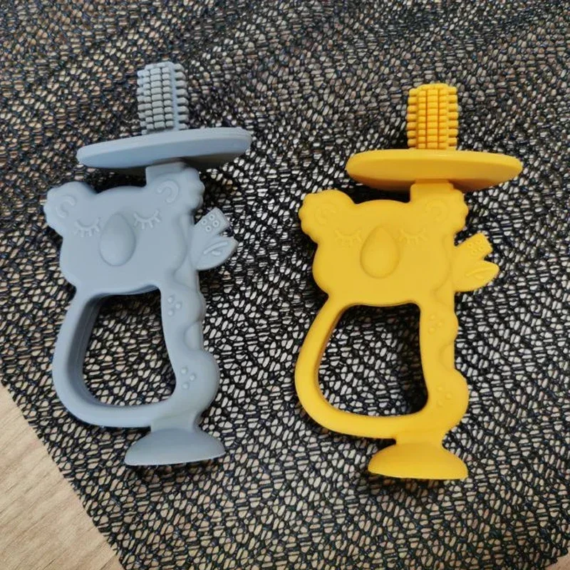 Baby Toothbrush Baby Silicone Training BPA Free Rodent Animal Koala Safe Toddle Teether Chew Toy Teething Ring Infant Baby Accessorie