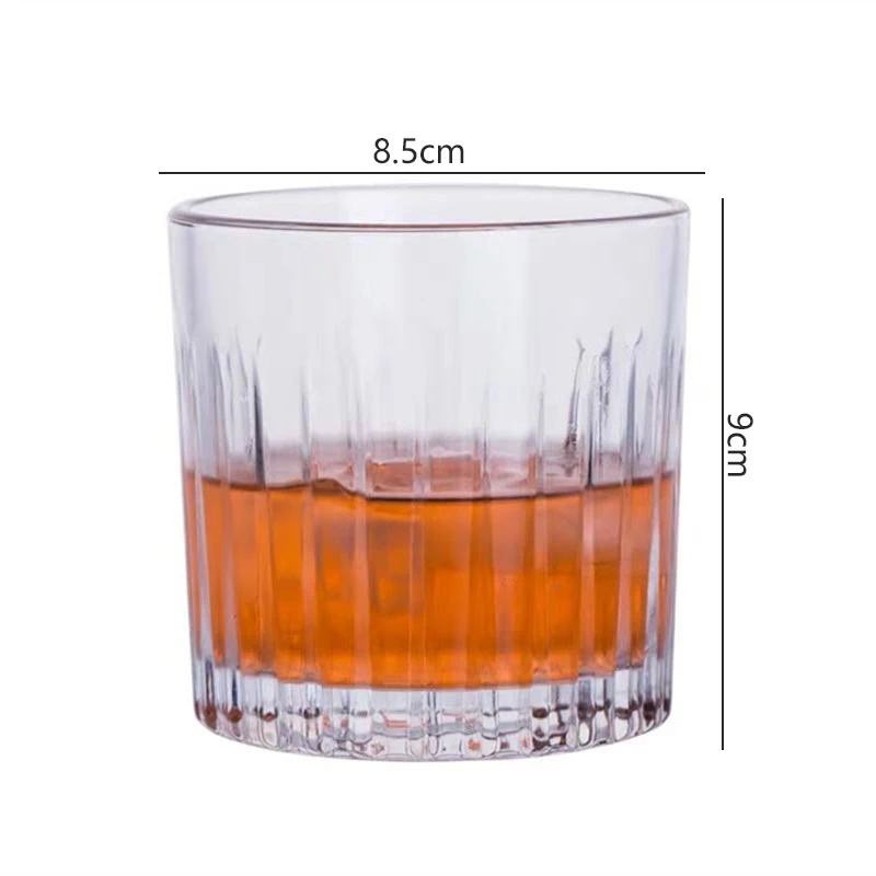 335ml Classic Striped Brandy Whiskey Glass Cups Transparent Iced Coffee Cup American Latte Coffee Mug Foreign Wine Cocktail Mugs