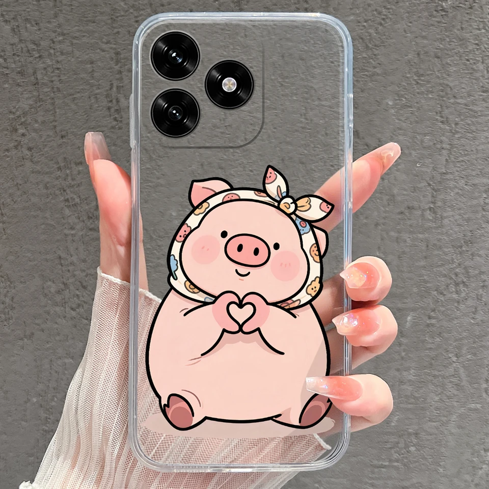 Cartoon Frog & Pig Transparent Protective Phone Case