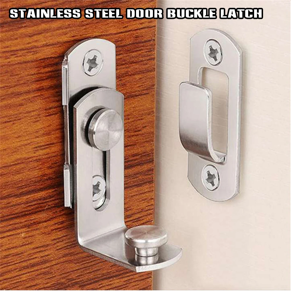 Stainless Steel Door Buckle Latch 90 Degree Right Angle Sliding Door Chain Locks for Fitting Room Bathroom Cabinet Durable CLH@8