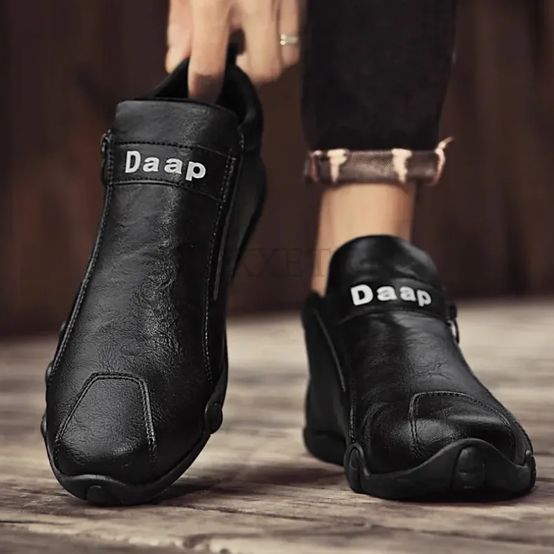 Men Casual Sports Leather Shoes Brand Warm Non Slip Waterproof Tie Up Winter Motorcycle_voghion.com