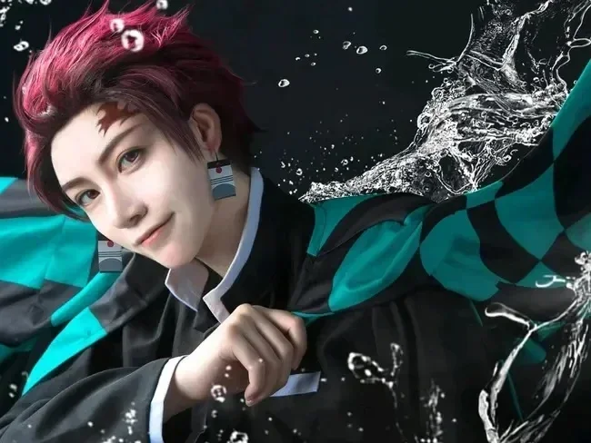Superhero Cosplay Costume Kids Cosplay Costume Tanjiro Cosplay Anime Tanjirou Kamado Costume Kimetsu No Yaiba Kimono Earrings Tattoo Stickers for Adult and Kids