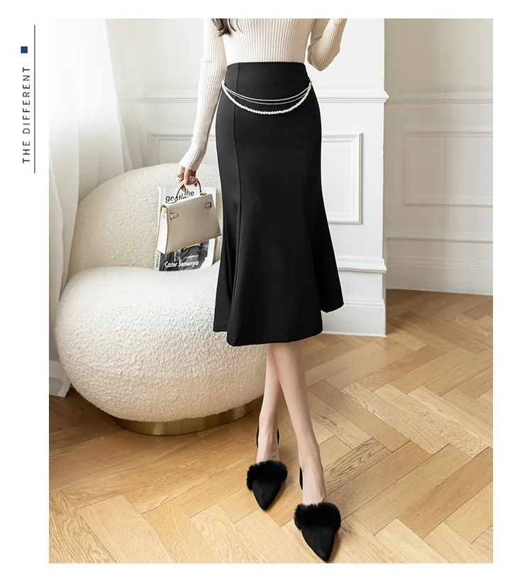 Skirts Women Solid Vintage Office Ladies Elegant Chic Korean Style A-line Summer Long Faldas Mujer High Waist Simple Hip Skirt midi skirt