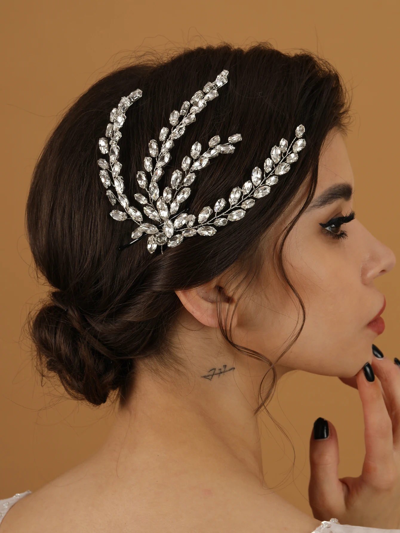 Mode Blatt Zirkon Braut Kopfschmuck Tiara Zubehör für Frauen Luxus Mädchen Kristall Haarspange Hochzeit Schmuck – Detail 3