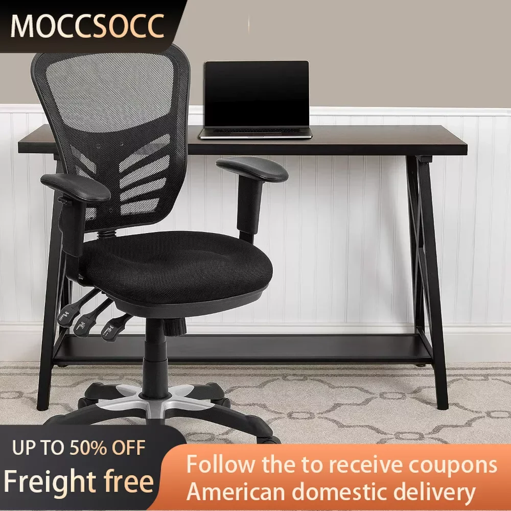 Mid-Back Black Mesh Multifunction Executive Swivel Ergonomic Office Chair With Adjustable Arms Freight Free Individual Armchair high back office chair height adjustable desk chair mesh ergonomic computer chair comfortable headrest black freight free