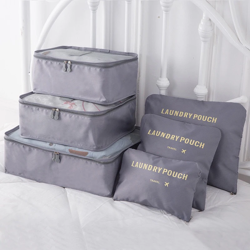 6-Piece Portable Travel Packing Organizers Set for Women: Luggage, Clothes, and Shoes Bags