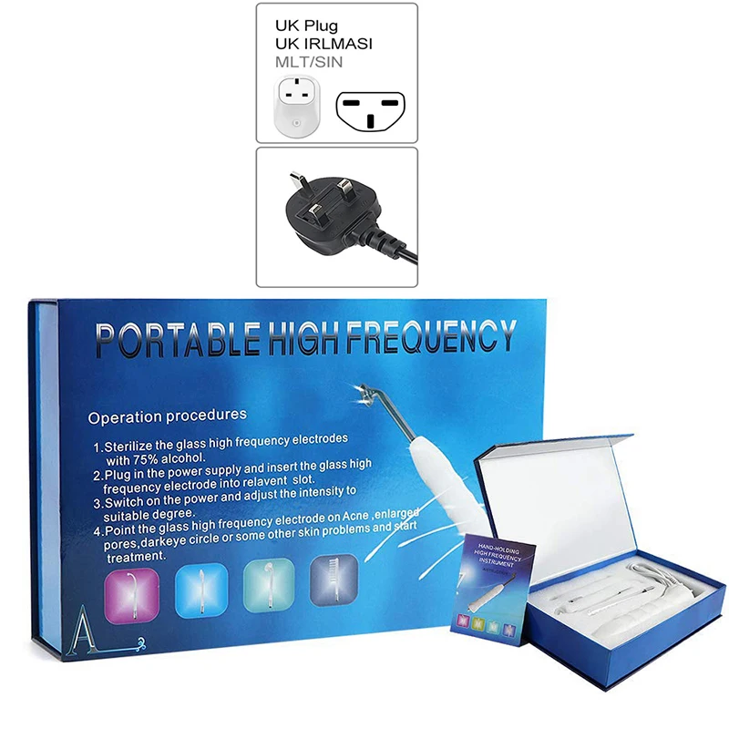 מקל טיפול בעור נייד בתדר גבוה עם צינור זכוכית אלקטרודה להפחתת קמטים בעור