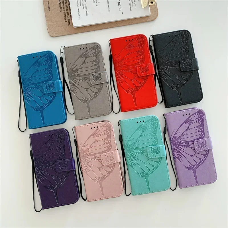3D Butterfly Leather Phone Case - Stylish Flip Cover by