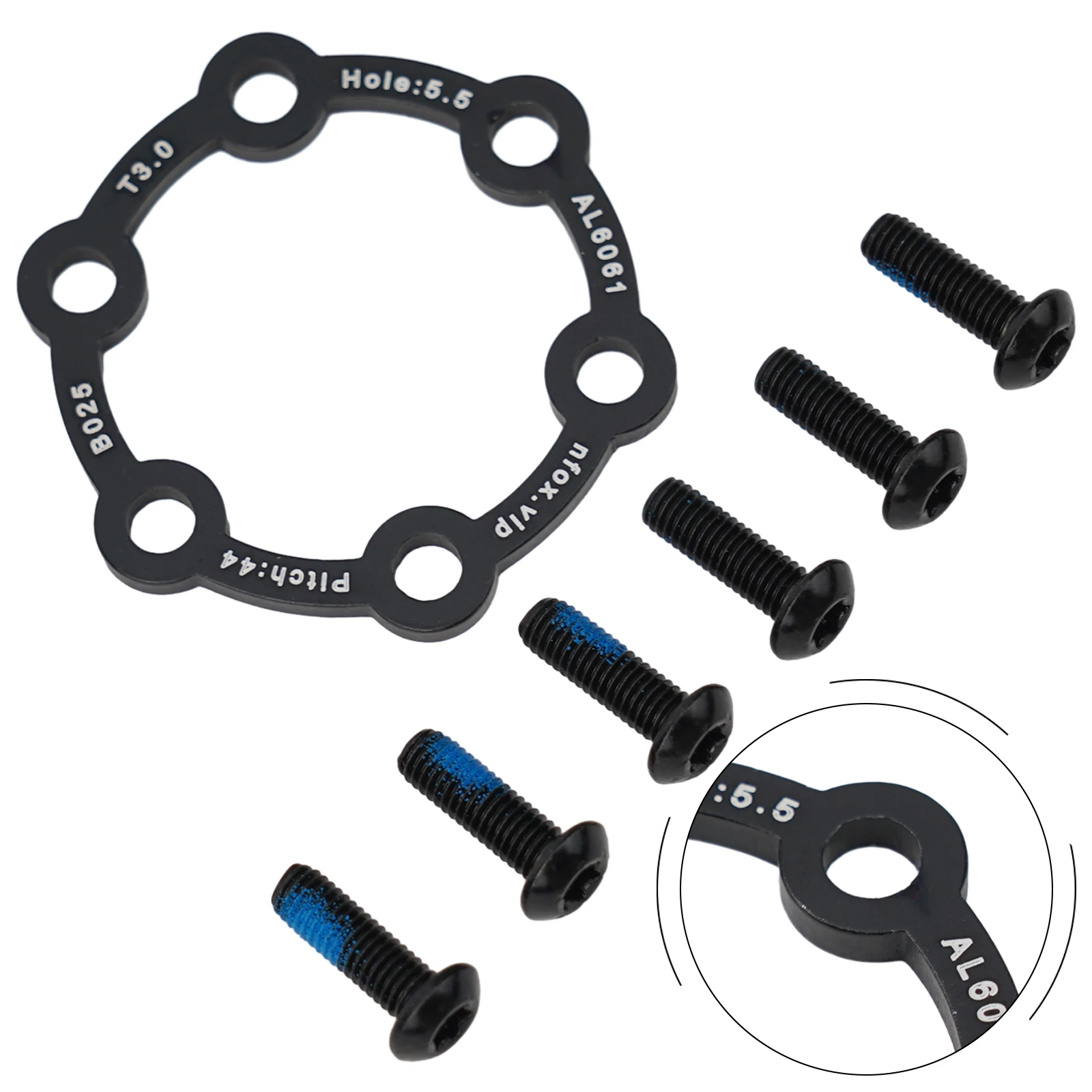 Hochhaltbarer Fahrrad-Bremsscheiben-Abstandshalter aus Aluminiumlegierung mit 6-Loch-Naben-Erhöhungspolster. Optionen mit mehreren Dicken – Detail 7