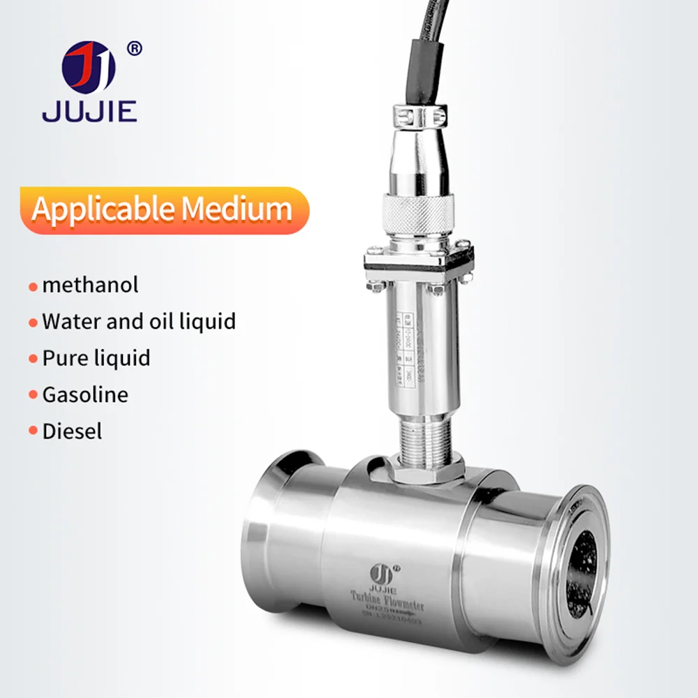 LWGY Turbine Sanitary Type Flow Meter Food Beverage Industry Liquid Alcohol Milk Turbine Flow Meter Tri Clamp 1''
