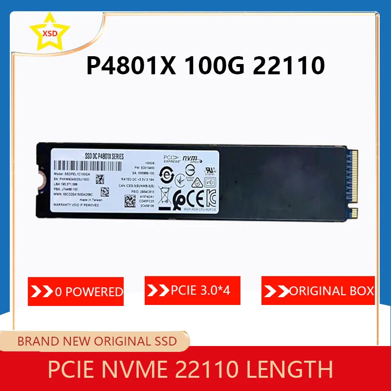 Original Suitable for Intel Optane P4801X 100g 22110 Length M2 Nvme Protocol Pcie3.0*4 Boxed Unopened Solid State Drive Stable and Durability to Increase the Cost