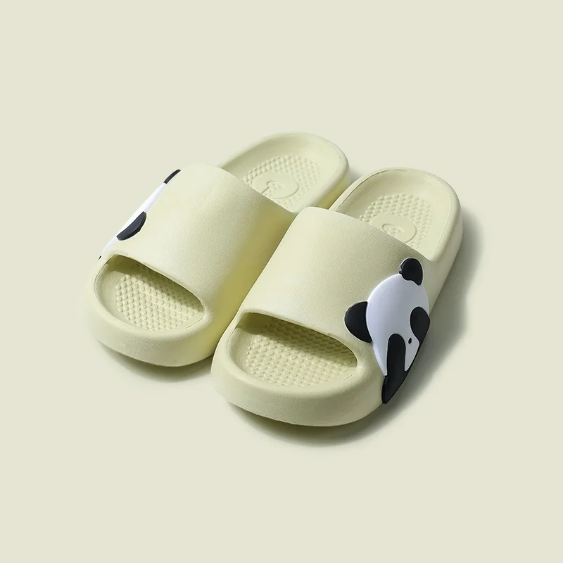 Lightweight non-slip bathroom slippers Cute Panda print women's slippers Cushioned Flat Casual soft soled couple home slippers 2