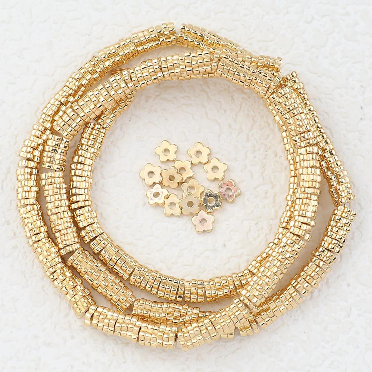 Gold-Plated Hematite Plum Blossom Beads