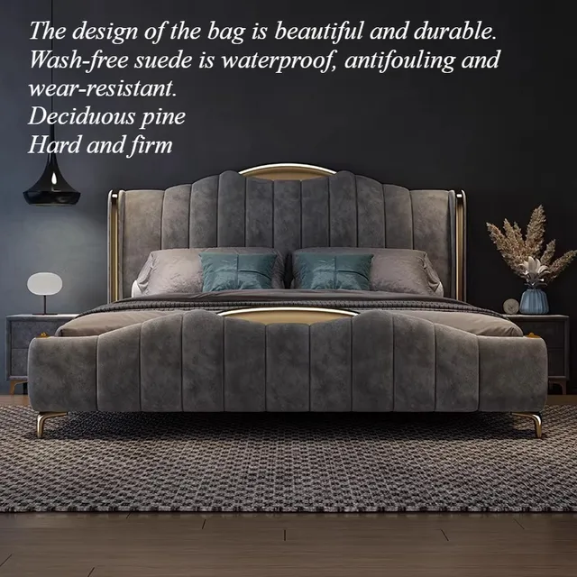 Tête de lit de luxe élégante avec rangement, tables de chevet jumelles, meubles de chambre modernes et uniques, accessoires de mobilier de chambre 1