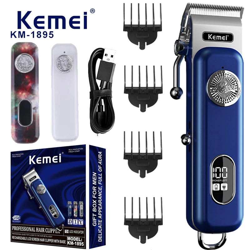 

Kemei Hair Clippers for Men Barber Clippers Electric Cordless Trimmer Haircut Machine Rechargeable Hair Trimmer with LED Display
