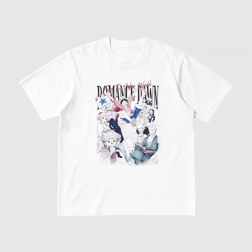 Summer Pure Cotton One Piece Luffy Anime Personality Print Heavyweight Ut Co Branded Handsome Cartoon Men's and Women's T-Shirt 3