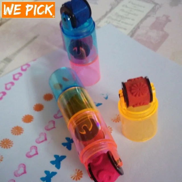 3/6 section Baby Colorful Ink Pad Stamp Seal Preschool Funny Toy Learning Cartoon DIY Roller Drawing Diary Tool Kid Ink Pad Gift 1