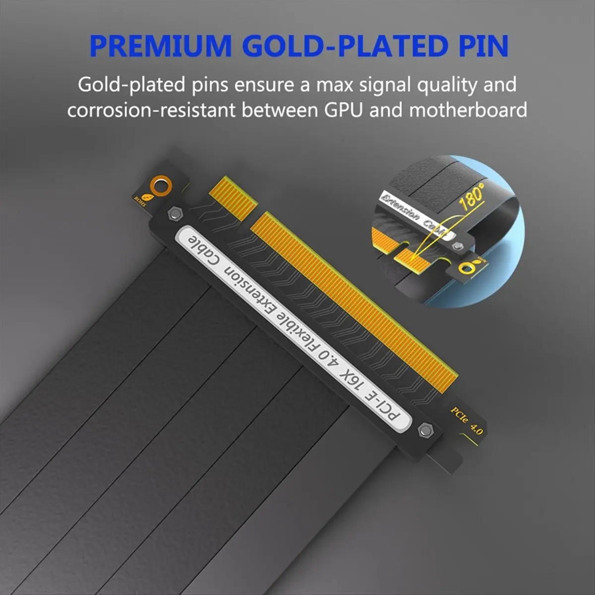 PCIE 4.0 16X 연장 케이블 고속 GPU 라이저 케이블 PCI 익스프레스 포트 GPU 연장 케이블 25cm 180도