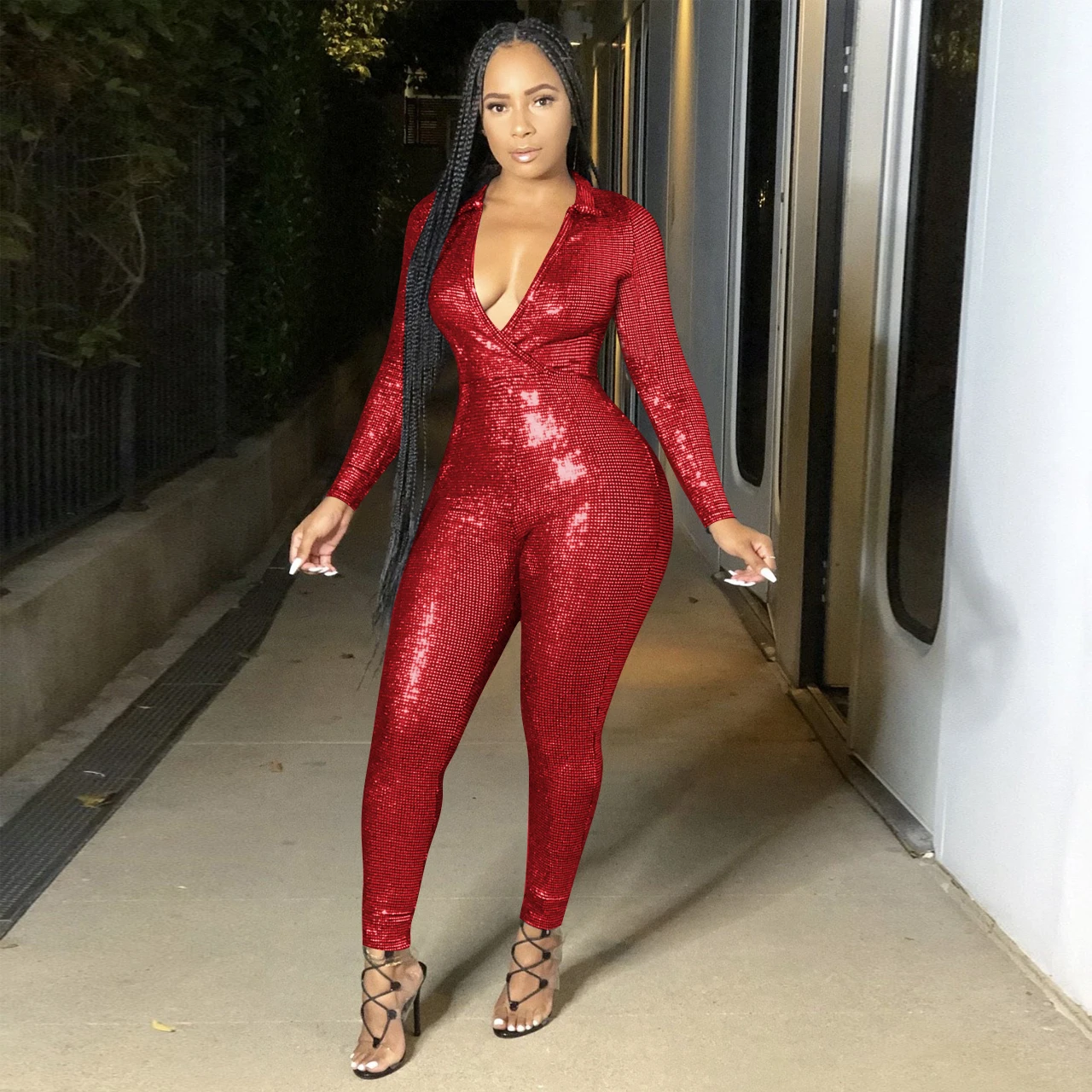 

2024 Y2k Fashion Women Skinny Jumpsuit Shinny Female Night Club Rompers Girl's Streetwear Overalls Lady's Sexy Party Jumpsuits