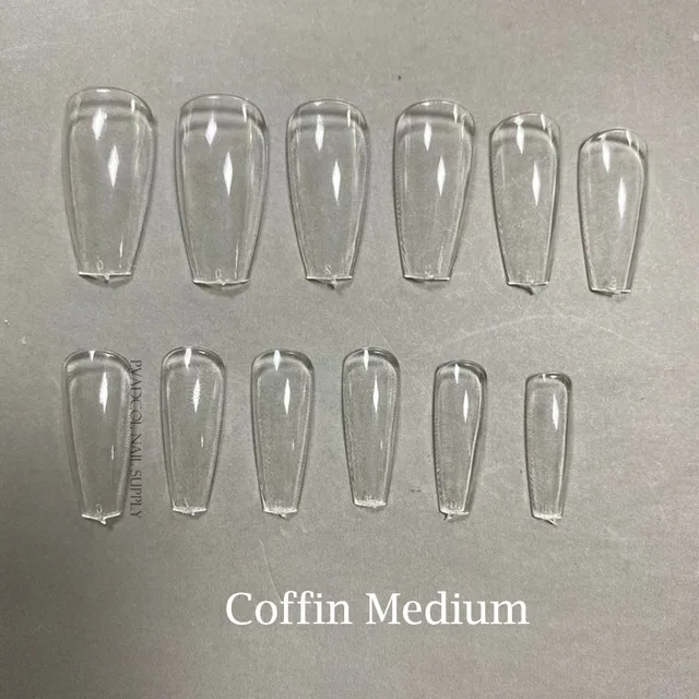 XXL Clear Square Full Cover Press On False Nail Tips Extra Long Nails Straight Shape False Tips UV Gel Manicure Tool Fake Finger Coffin Medium 240pcs