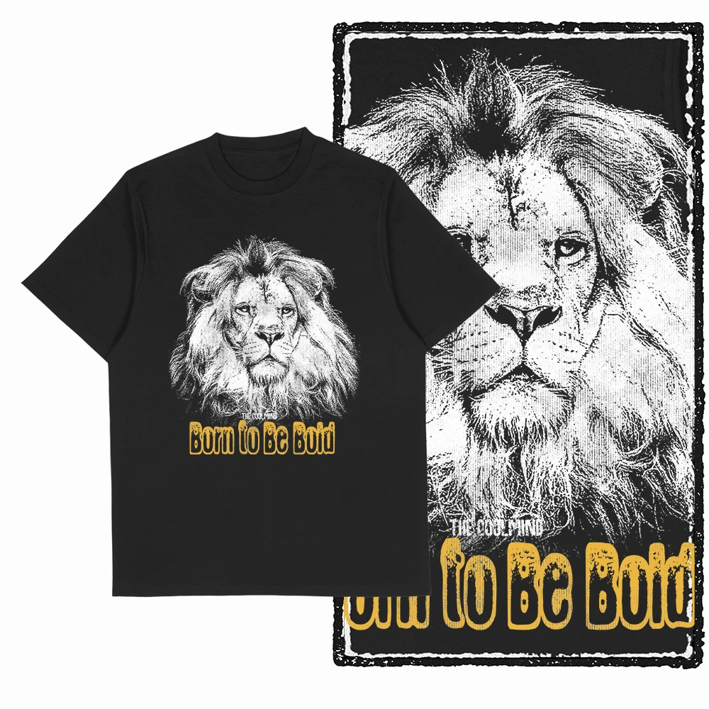 Coolmind MAV Löwe bedrucktes exklusives grafisches Herren-T-Shirt aus 100 % Baumwolle, große Größe, Streetwear-Männer-T-Shirt, cooles T-Shirt – Detail 5