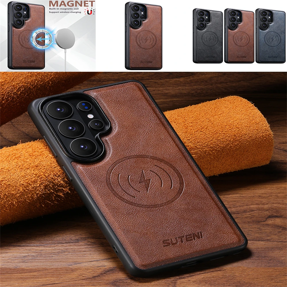Luxury Faux Leather Phone Case with Magsafe Magnetic Charging & Frosted Finish