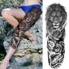 Full Arm Temporary Tattoos Sleeve For Men Women Realistic Fake Tatoos Warrior Lion Tiger Flower Tatoo Sticker Black Totem Maori 5