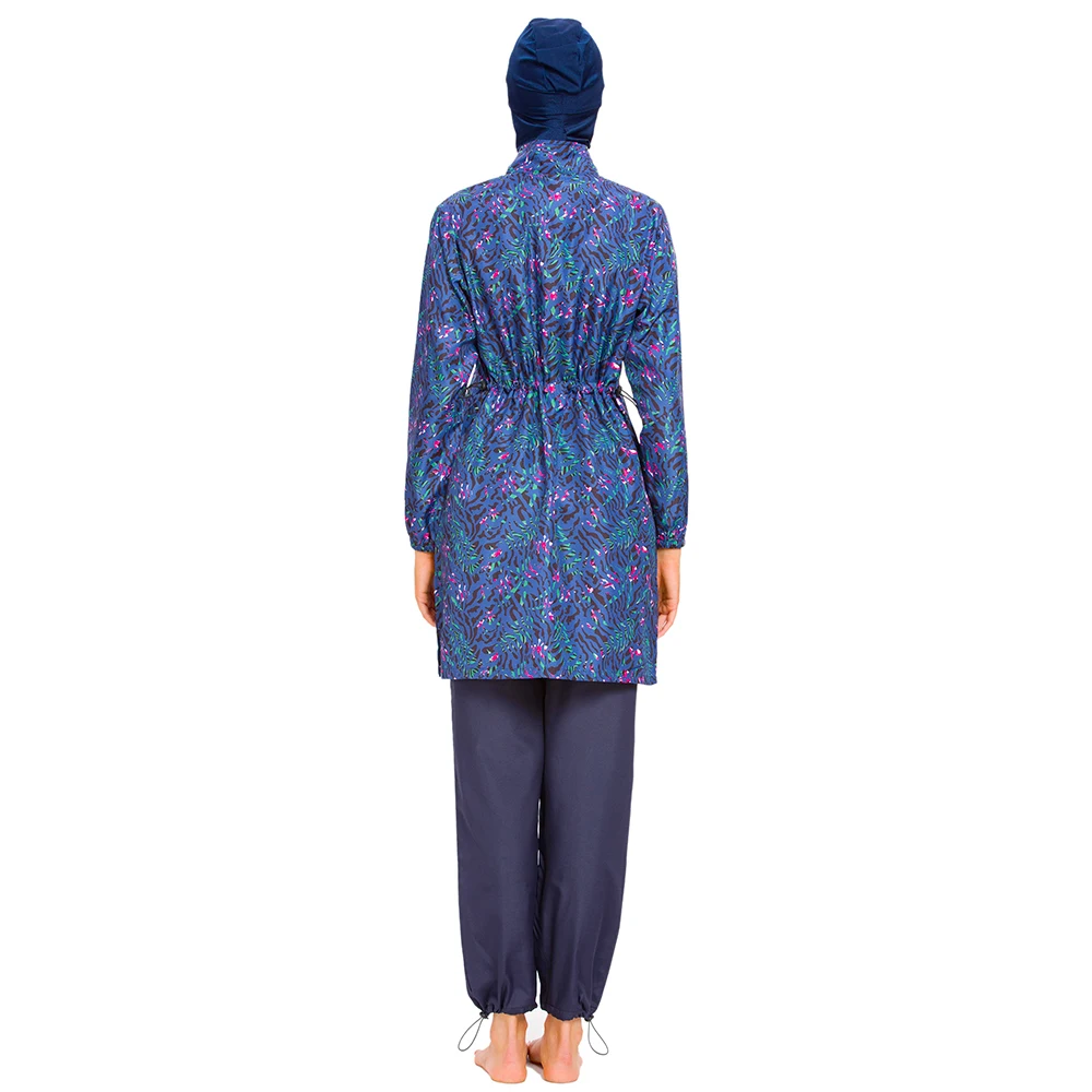 Side angle of modest appareal swimwear showing comfortable coverage and movement