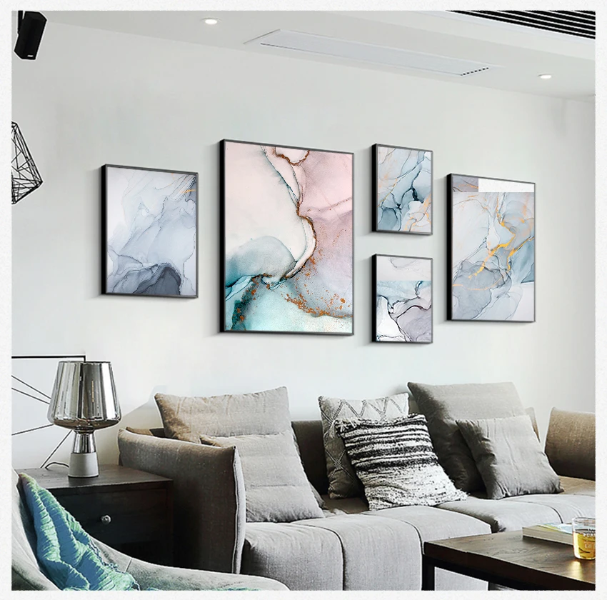 

S и принты настенные картины для гостиной современный домашний декор геометрические Агатовые мраморные абстрактные картины на холсте в скандинавском стиле