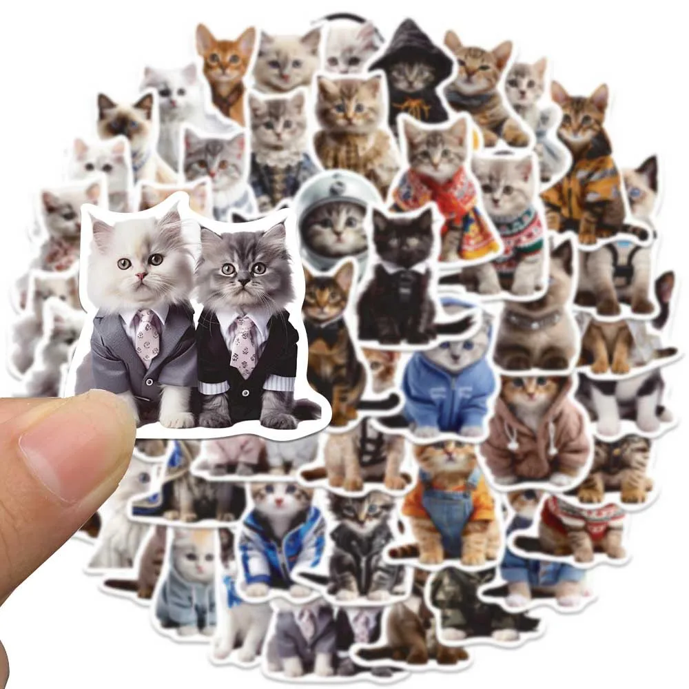 50/100Pcs INS Novelty Cartoon Cute Kawaii Cats Series Stickers PVC Waterproof Stickers Decals For Kids Boys Girls Toys Gifts