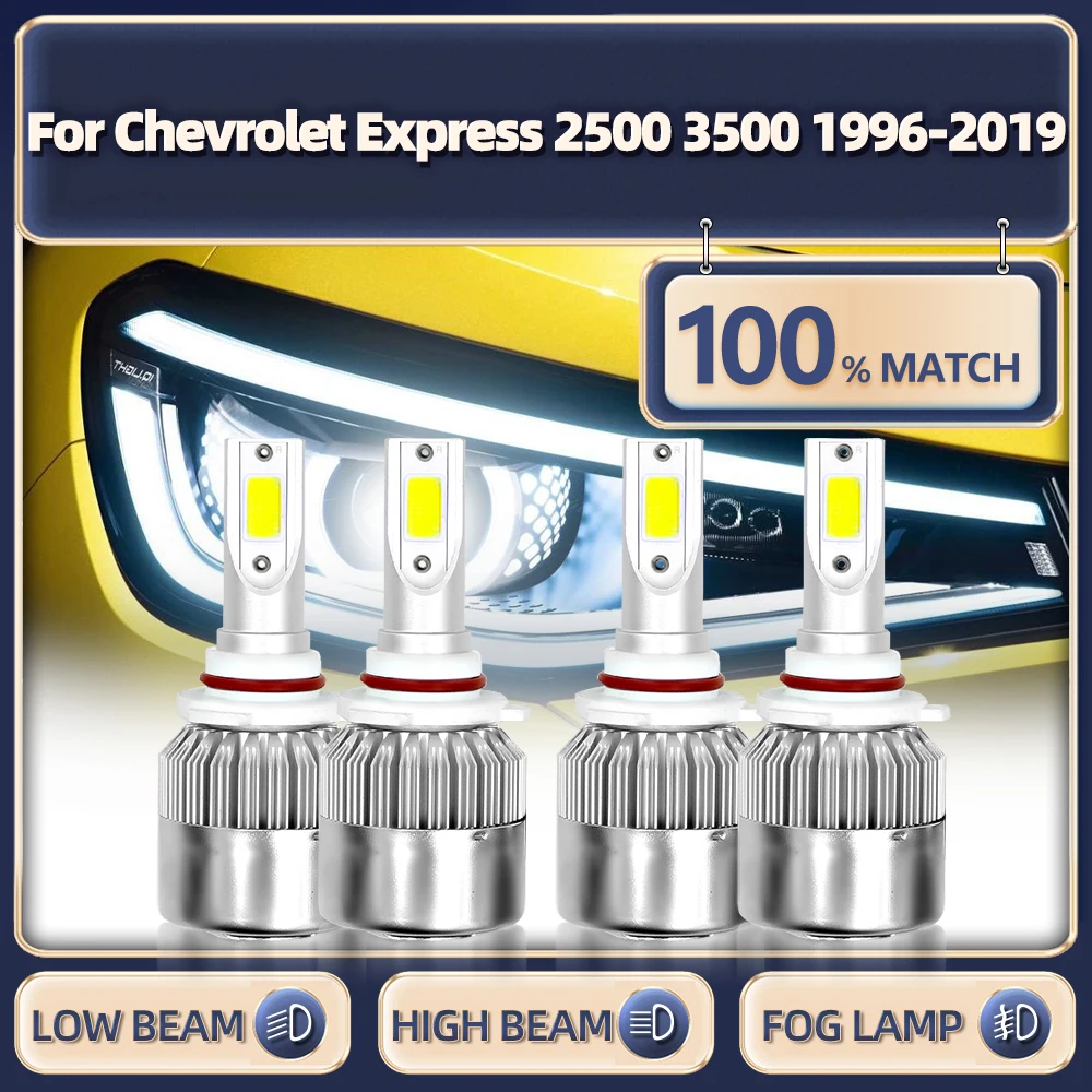 

LED Headlight Bulbs 40000LM Car Light Bulbs 12V 6000K Turbo Lamps For Chevrolet Express 2500 3500 1996-2015 2016 2017 2018 2019