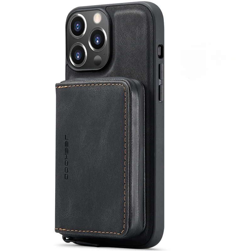 Versatile Leather Wallet Case with Detachable Magnetic Closure and Card Pocket