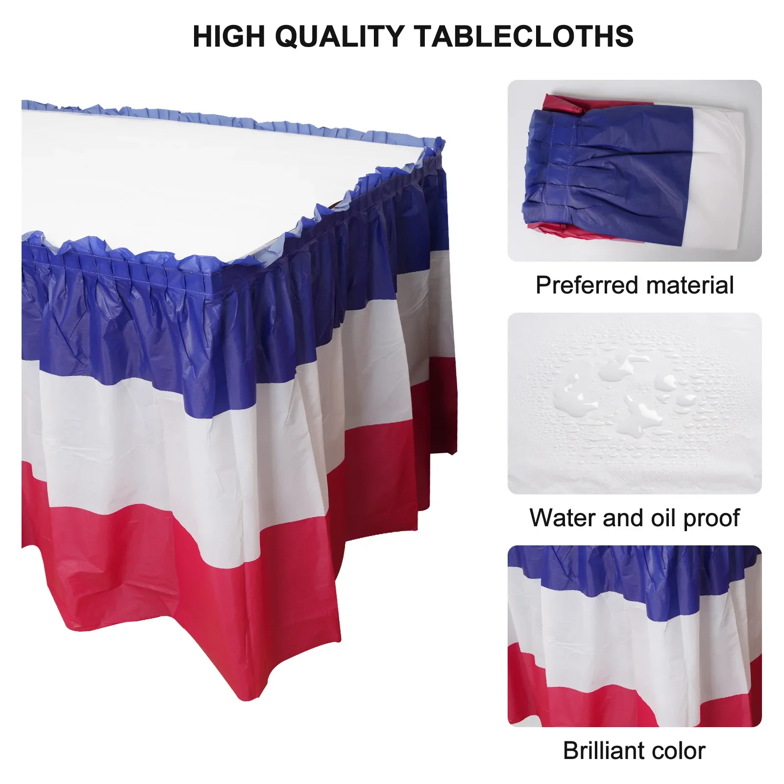 Table Skirt Beistle Plastic Patriotic Table Skirt Self Adhesive July 4th Independence Day Decorations 73*426cm Red/White/Blue