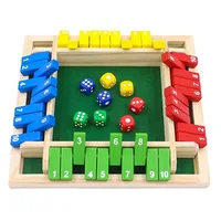 Deluxe Four Sided 10 Numbers Shut The Box Board Game Set Dice Party Club Drinking Games for Adults Families 2