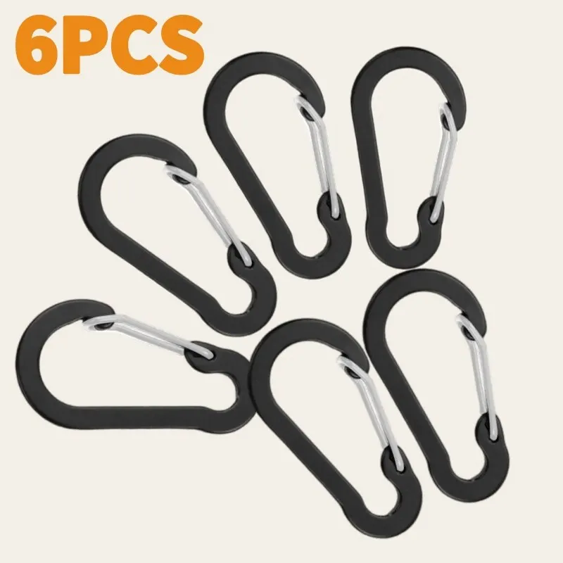 Climbing Buckle Climbing Carabiner Mountaineering Buckle Outdoor Camping Multi Functional Quick Hanging Stainless Steel Spring Buckle Safety 6PCS