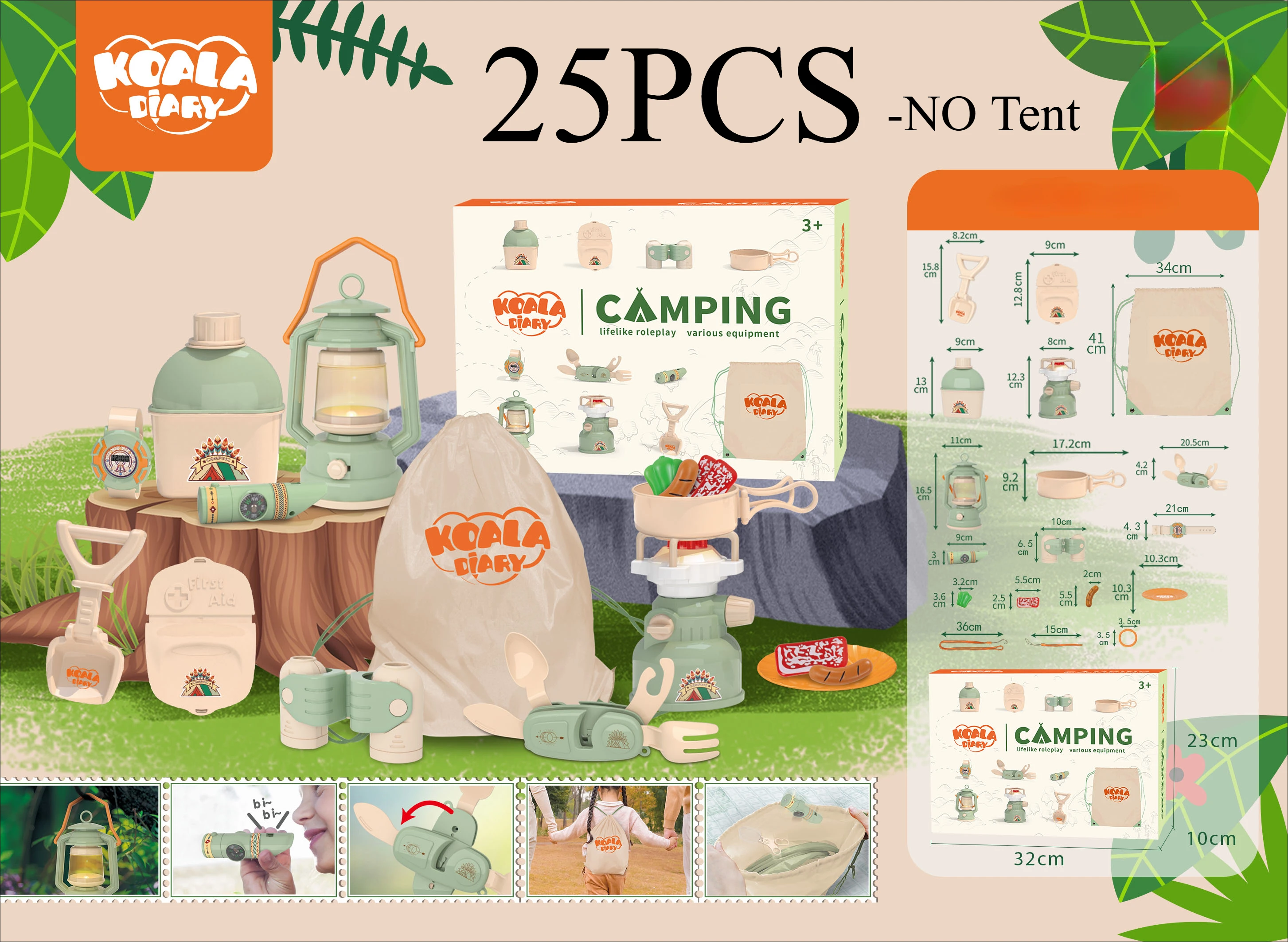 Jouet De Camping Pour Enfants 3-6 Ans - 28 Pièces Avec Faux Feu, Guimauves, Poissons - Stimule L'imagination Et Le Jeu Créatif