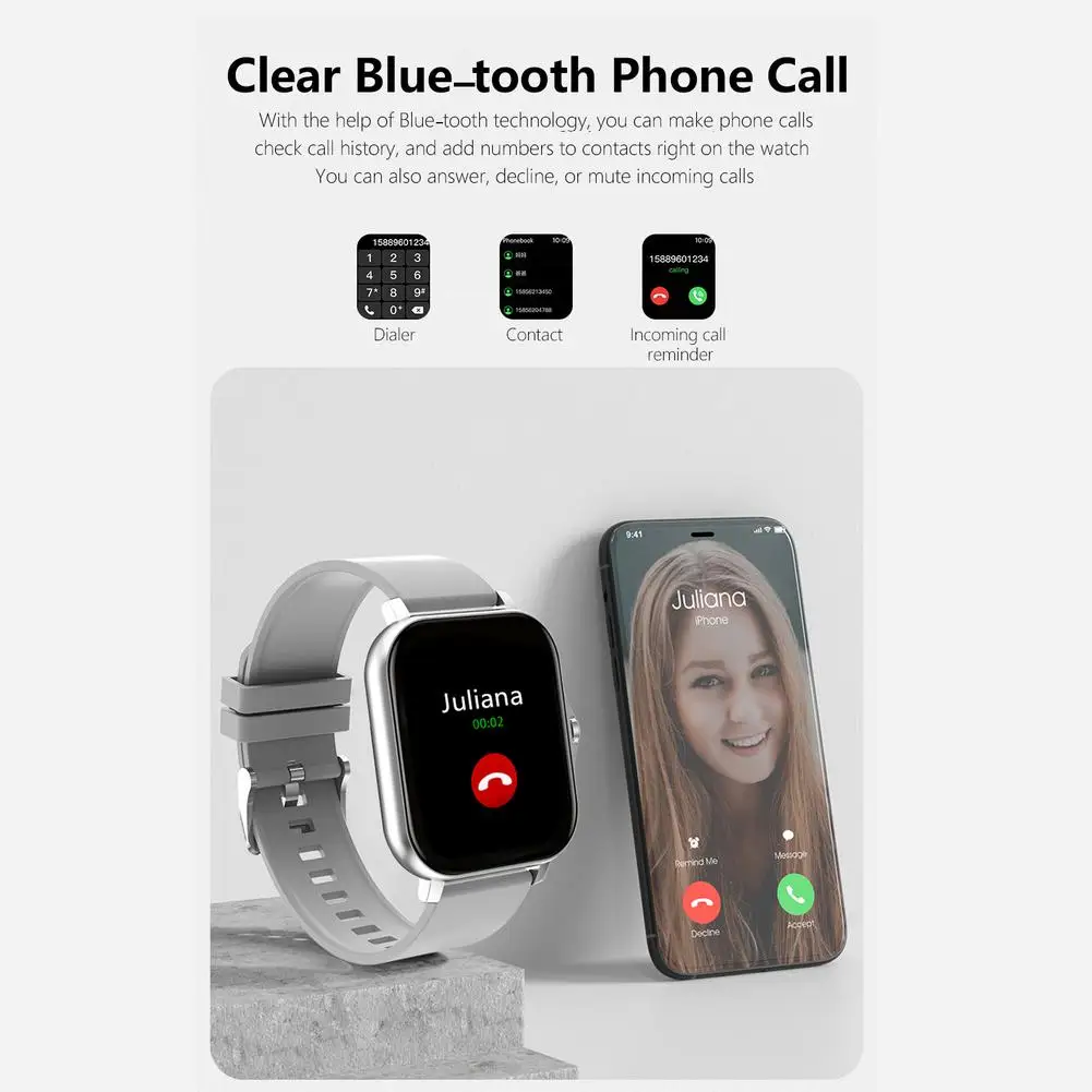 New Smart Watch Clock Fitness Heart Monitor Sport Smartwatch Full-screen Touch Bluetooth-compatible Calls Watches