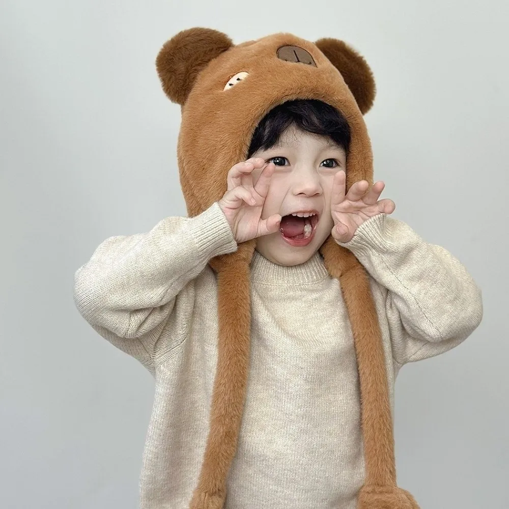 Fashion Kawaii Baby Ear Protection Hat Lamb Windproof Capybara Hooded Scarf Comfortable Keep Warm Children's Pullover Cap Infant