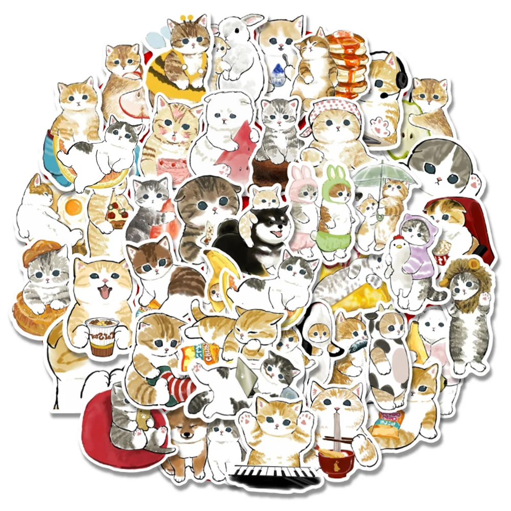 

10/30/50pcs Creative Cat Anime Stickers Aesthetics Animal Sticker for Laptop Diary Scrapbook Tablet Phone Girls Decal Toys Gift