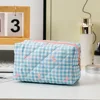 Women's Cosmetic Bags Bow Quilting Cotton Makeup Bag Women Zipper Cosmetic Organizer Portable Toiletry Handbag 5