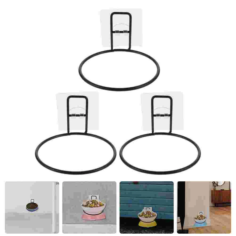 

Wall Mount Planter Holder Ring Flower Hanger Hanging Basin Racks Self- adhesive Bowl Wall Brackets for Pot Feeder Bowl Black