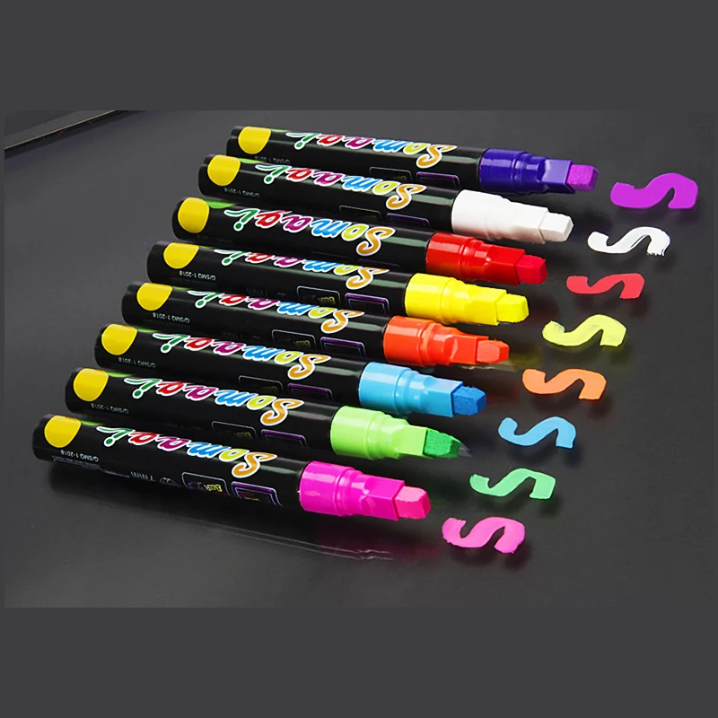 

New 8-Color Fluorescent Pen For White Board LED Electronic Special Pen Erasable Liquid Chalk To Handwritten Advertising Light