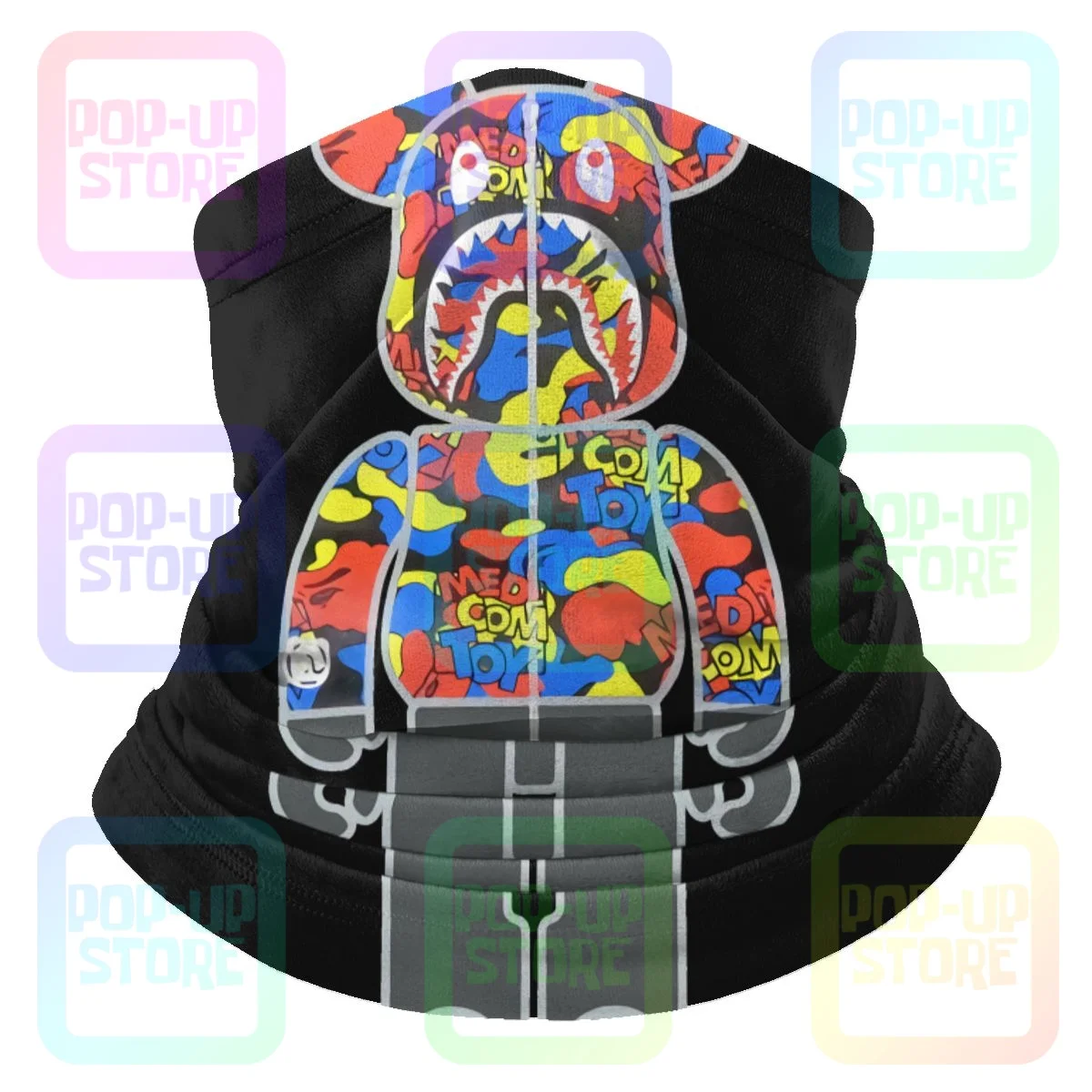 Medicom Toy Bearbrick Medicom Toy Camo Shark 2019 Microfibra Neck Ghetta Bandana Sciarpa Ski Half Mask High Elastic