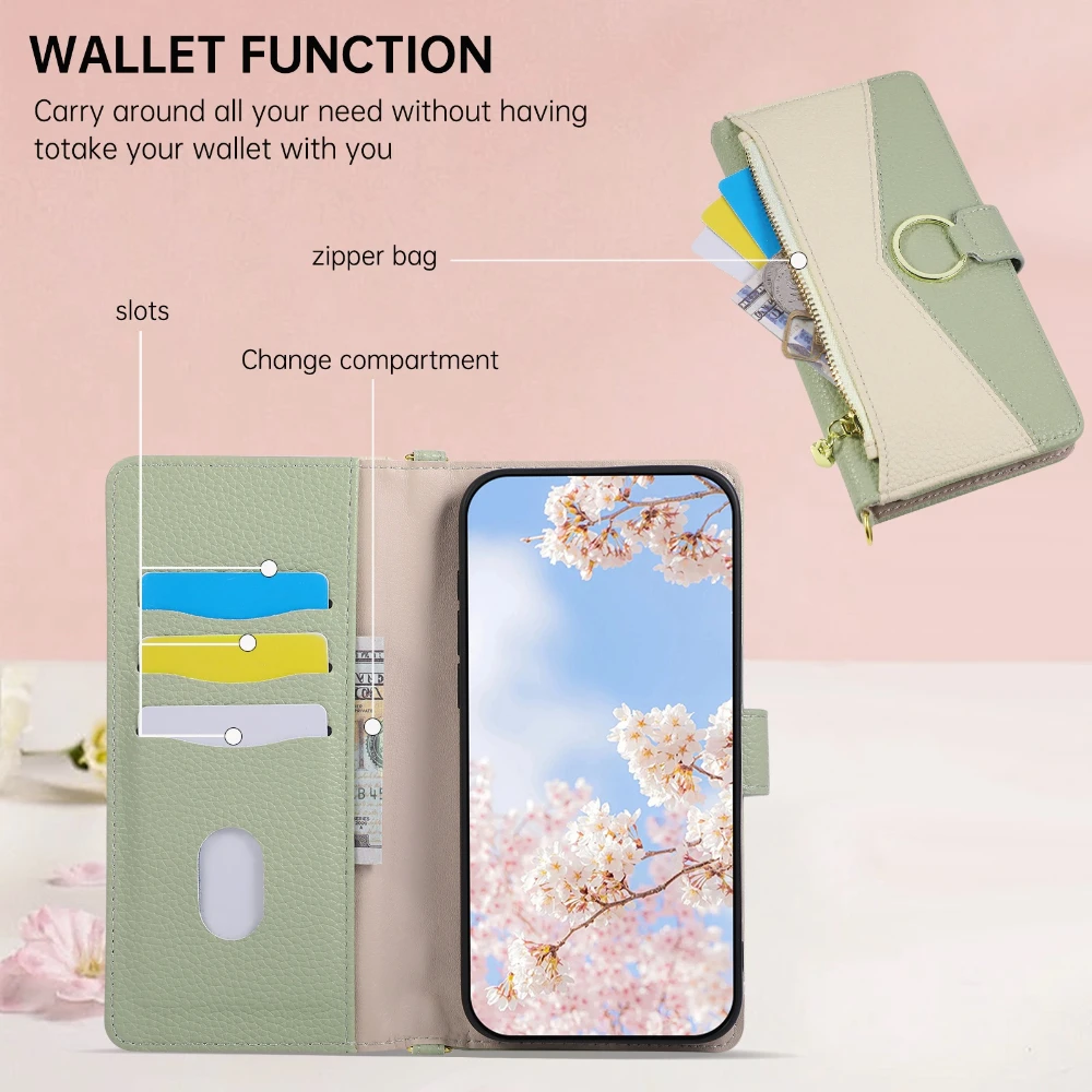 Sleek Leather Crossbody Wallet Case with Card and Cash Slots