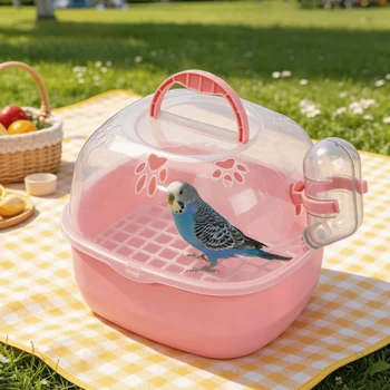 Trasportino Universale Trasparente per Uccelli, Gabbia da Viaggio Grande e Spaziosa, Trasportino Portatile per Pappagalli, Traspirante, Portatile, per Piccoli Animali Domestici