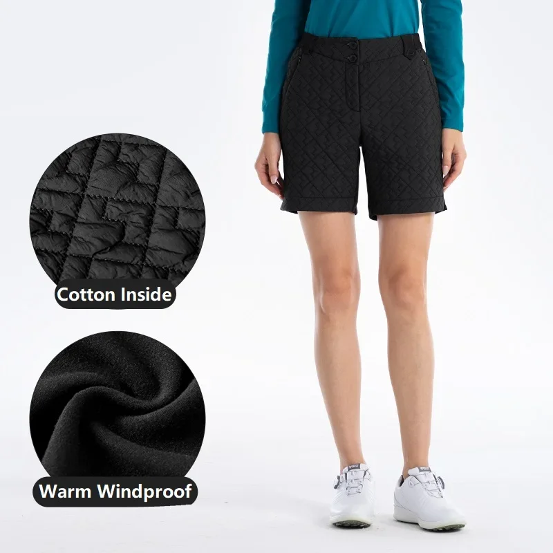 Women's Golf Clothes Down Cotton Warm Golf Shorts Ladies Winter High Waist Trousers Girls Thick Windproof Tennis Sports Shorts
