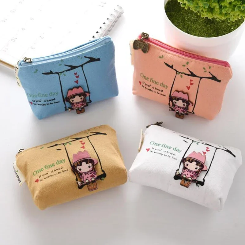 Cute Cartoon Animal Coin Purse Women Mini Canvas Card Holder Small Wallet Pouch Daily Storage Bag Kawaii Girls PVC Purse Clutch image