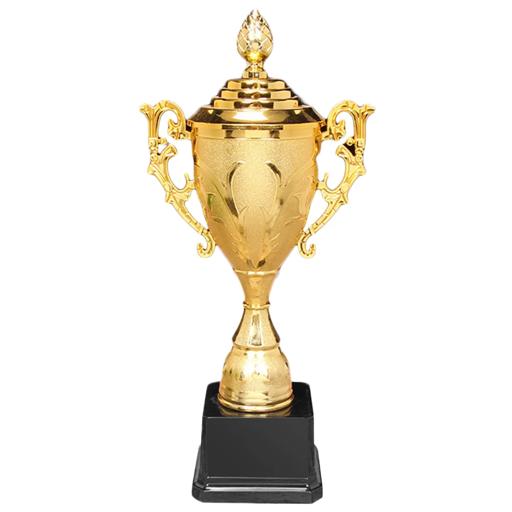 Gold Plastic Trophy Gold Trophy Cup 8.5 Inch Basketball Football with Lid Sports Competition for Party Ceremony